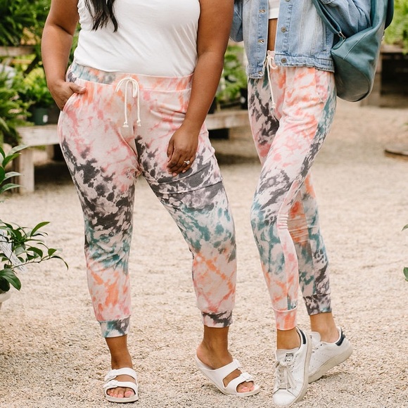 Coral Tie Dye Joggers - Picture 5 of 10